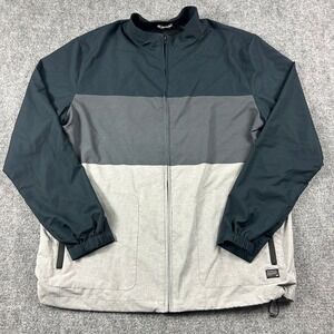 Travis Mathew Windbreaker Jacket Mens XXL Grey Black Colorblock Full Zip Golf‎